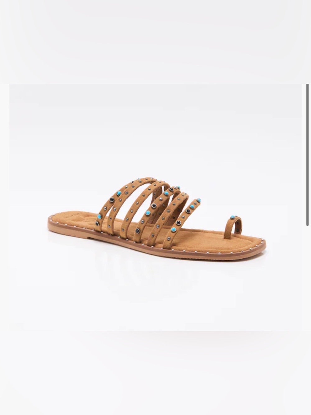 Free People Santa Fe Studded Suede Multi-Strap sandals w Turquoise Accents, 7.5 - Picture 2 of 6